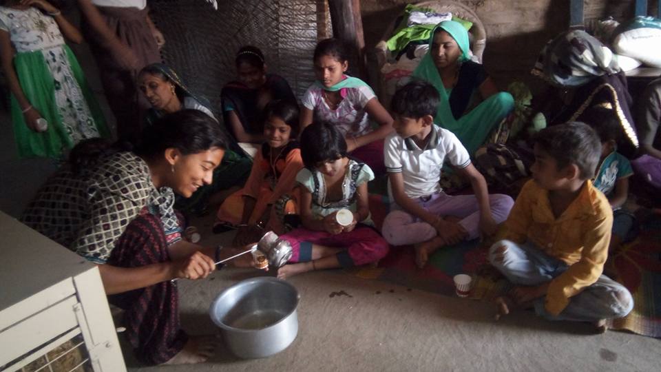 Shalmali interacting with children